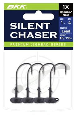 BKK Lures A-EA-2528 Silent Chaser Draggin' NED – 1/4 Unzen – 1/0 – Schwarz, 4er-Pack, Mehrfarbig