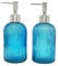 2 Pack Glass Soap Dispenser Bathroom Countertop Shampoo and Conditioner Dispenser Washing Up Liquid Hand Soap Pump Bottle Dispenser Kitchen(2, Blue)