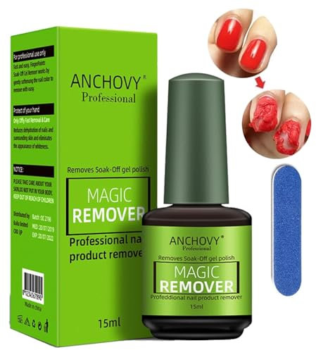 Anchovy Magic Remover Gel Polish, Gel Nail Polish Remover, 15ml Easily & Quickly Removes Soak-Off Gel Polish, Professional Magic Gel Remover for Nails - Don't Hurt Nails