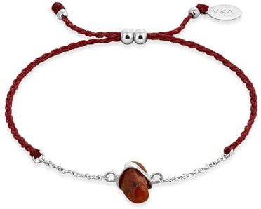 VIKA jewels Heilsteine bracelet Armband handgeflochtene Kordel, gemischt mit einer recycelten 925er Sterling Silber Gliederkette und einem Kristall (Karneol, Sterling-Silber)