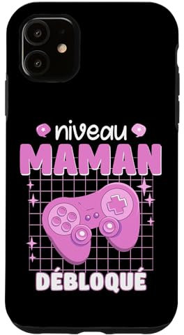 Coque pour iPhone 11 Enceinte Maman Niveau Maman Débloqué Geek en Cours 2025