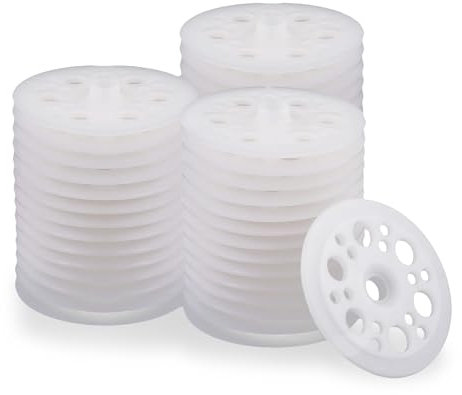 Xiciki Rondelle Plastique, 100 Pcs 46mm Rondelles Plates en Plastique, Rondelles en Polypropylène pour la Fixation et le Support des Panneaux Isolants en Mousse