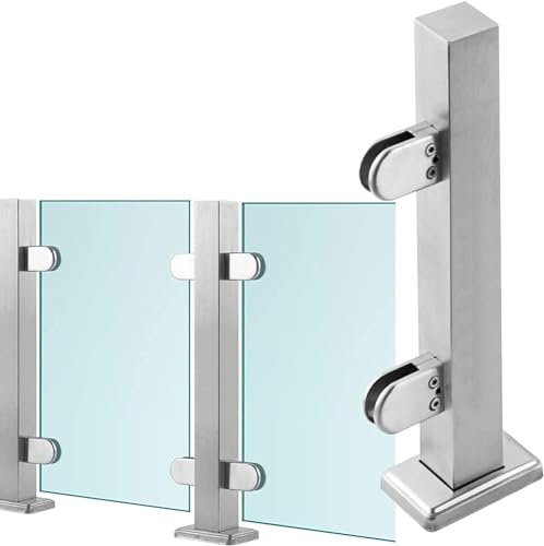 Balustraden-Pfosten-Set aus Edelstahl für Decktreppe und Gartenzaun, silberfarbenes Ende, 105 cm