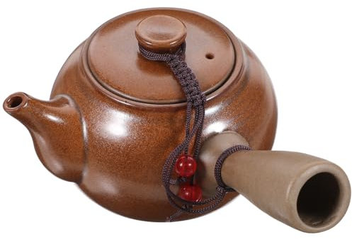 Amosfun 1pc Ceramic Tea Kettle with Filter, Chinese Gongfu Teapot, Traditional Clay Teapot with Side Handle, for Easy Brewing Loose Tea