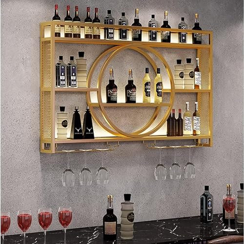 Flaschenregal Zum Aufhängen Aus Metall, Platzsparende Aufbewahrung, Für Die Hausbar, Multifunktionaler Weinglashalter Aus Eisen (Gold 120x15x80cm/47x5.9x31in)