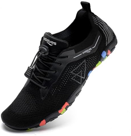 WateLves Badeschuhe Wasserschuhe Damen Herren Schnell Trocknende und Schnell Tragende Strandschuhe für Tauchen Surfen Wassersport Wandern Yoga Alltag Dreieck Schwarz 43 EU