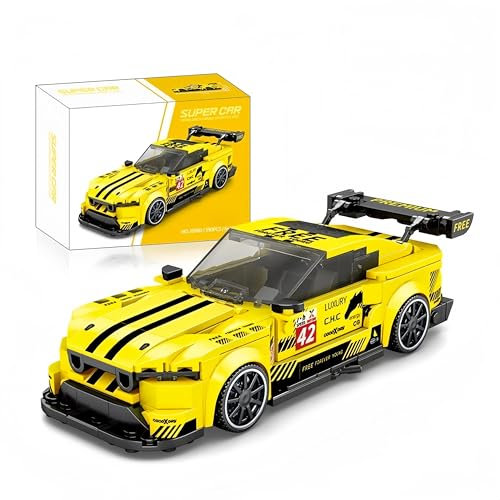 VizBrou Super Sportwagen Bausteine Set, Fordd Mustang GT3 Rennwagen Klemmbausteine Modell Bausatz, 390 Teile Speed and Champion Super Sportwagen, Kompatibel Spielzeug Geschenk für Erwachsene Kinder
