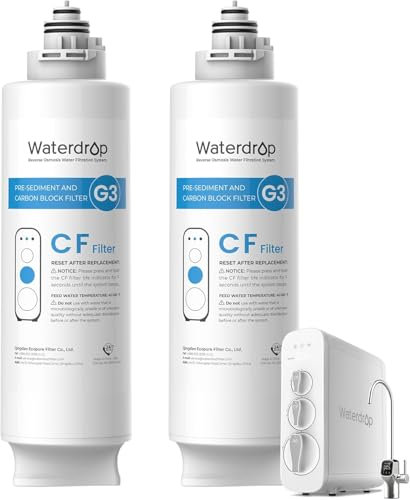 Waterdrop Filtro WD-G3-N1CF, Durata di 6 Mesi, Sostitutivo del Sistema a Osmosi Inversa WD-G3-W, Confezione da 2 pz.