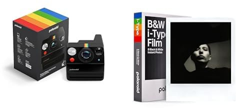 Polaroid - Now+ Gen3 - Sofortbildkamera mit Bluetooth-Verbindung + Schwarz-Weiß-Film (8 Filme) - Schwarz