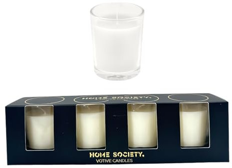 4 Votivkerzen im Glas - Brenndauer 10 Std. in 4 Farben wählbar (Weiß)
