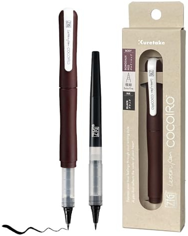Kuretake Zig Letter Pen Cocoiro Body mit schwarzer Tinte – flexibel, extra feine Spitze – nachfüllbarer Brush Pen für Kalligraphy, Hand-Lettering, Illustration – Made in Japan (Rot Rot, Schwarz)