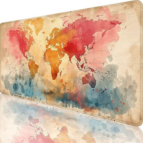 Tapis de Souris Gamer 1600x800x3 mm, Grand Tapis de Souris Rose, Carte Mouse Pad Imperméable et Antidérapant, Multifonction Grand sous Main Bureau pour Clavier et Souris, Decoration Maison 40-Ti