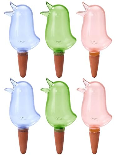 6pcs Automatic plante Waterer Auto-arrosing pics, insert en pot transparent en forme d'oiseau en 3 couleurs, irrigation goutte à goutte de 6, 5 × 2, 8 pouces pour les vacances et le jardin intérie