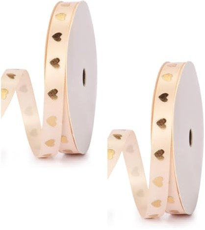 2 Rollen Hochzeit Schleifenband (2,5 cm x 29 m), Elegantes Geschenkpapier Hochzeit Dekoband in Premium Qualität， Ideal für Hochzeitsdekoration, Brautsträuße, Geschenkverpackungen & DIY-Projekte