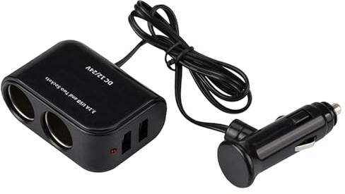 Double Cigarette Lighter Double Adapter,12V/24V Car Dual Cigarette Charger Double Cigarette Adapter For Car Recorders GPS Phones Camera Tablet(Black)