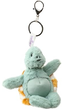 Warmies Turtle Bag Charm with Microfiber Screen Cleaner, 21cm French Lavender Scented Handbag Accessory with Screen Wiper for Phones, Laptops and Tablets