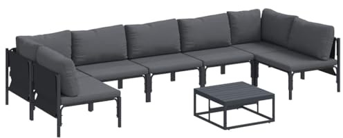 vidaXL Garden Sofa Set 8 pcs Anthracite Steel, Alfresco Setting, Garden Lounge, Deck Seating, Outdoor Furniture, Patio Chairs, Yard, Porch Set Relaxation