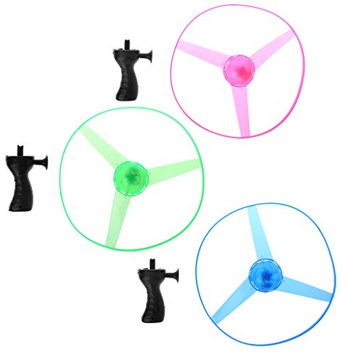 WWHJR LED Flashing Pull String Flying Saucer Propeller Toy Disc Helicopter New UFO