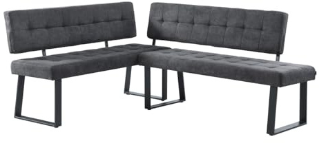 B&D home® Eckbank AKA – Esszimmerbank mit Lehne, beidseitig montierbar (Links/rechts), Kaltschaum-Polsterung, platzsparend, für Esszimmer, Küche & Flur, ca. 196 x 140 cm