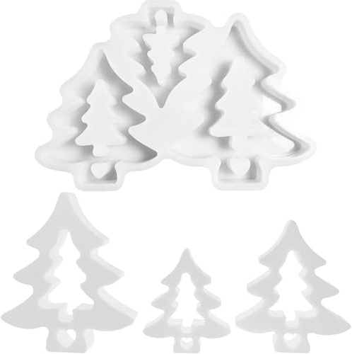 TREABEAR Silikonformen Gießformen Tannenbaum, Silikonform Weihnachtsbaum mit Herz, Silikonform Weihnachten, Gipsformen Zum Gießen, Gkerzen Silikonformen Gießformen Weihnachten