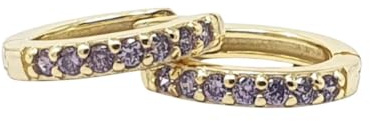 Harfi Amethyst February Birthstone Small Huggie Hoop Earrings