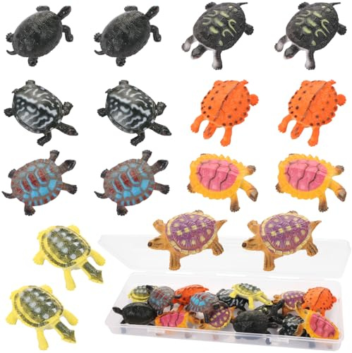 UHOMENY 16pcs Turtle Figures Miniature Realistic Sea Turtle Ornaments Marine Animals Model Cake Topper 8 Styles for Bathtub Bath Pool School Office Classroom Parties Landscape Cake Aquarium Fish Tank