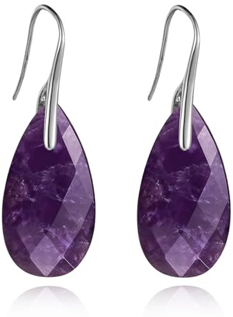 Tröpfchen Ohrringe Rosenquarz Edelstein aus Edelstahl Versilberte, Hypoallergen Rosa Naturstein Ohrringe Hängende Natürlicher Heilstein Ohrhänger Kristall Reiki Chakra Schmuck