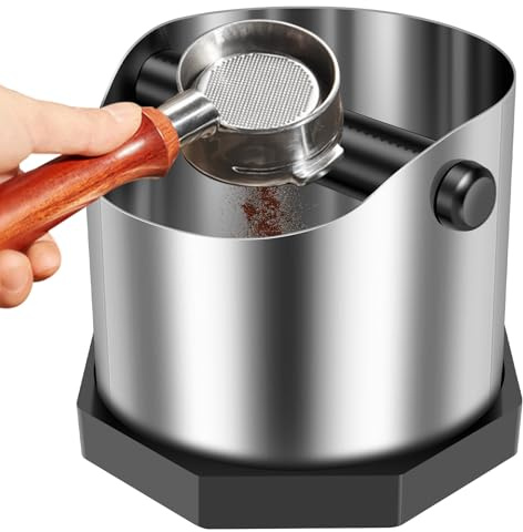 SUPPUIMNT Abklopfbehälter für Siebträger, 750 ml Edelstahl Knock Box Kaffeesatz Espresso Zubehör Kaffeemaschine Abschlagbox Abschlagbehälter mit Rutschfestem Kaffeesatz für Zuhause Küche Café Bar