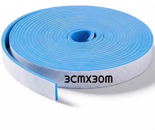 Xuniea Randdämmung Behnfugenband für Ausgleichsmasse, 3 cm x 30 m, 1 Stück | Blau, Selbstklebend, Randdämmstreifen, Dehnfugenband und Trennwandband, für Estrich und Fußbodenheizung