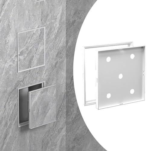 Oracra Access Panel PVC Waterproof Access Panel Cover for Tile Wall, Invisible Plumbing Access Door Decorative Plate, Bathroom Snap In Service Hatch Flush Mount(White,200x200mm(7 7/8 x7 7/8))