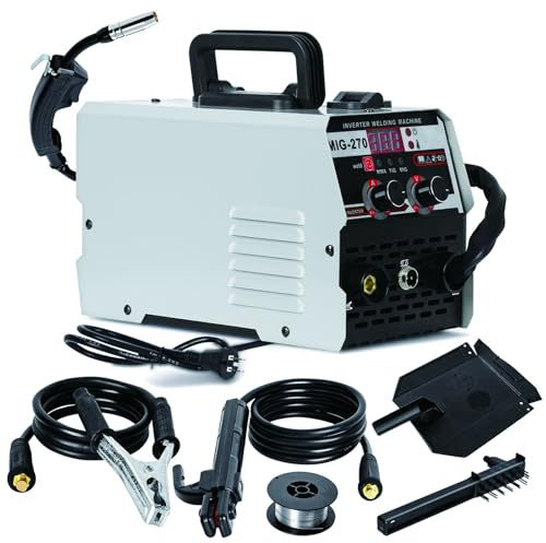 Saldatrice MIG 3-in-1 Portatile – 250A MIG Senza Gas, ARC MMA & LIFT TIG Inverter con Schermo LED, Compatibile Spool Gun, per Lavori su Acciaio e Riparazioni DIY Grey