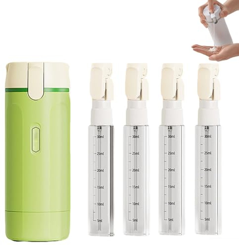 4 in 1 Travel Bottle Dispenser, 4-in-1 Wiederbefüllbare Reiseflaschen mit Spender, Multipurpose Portable Leak Proof Refillable Travel Dispenser Bottles for Toiletries (Green)