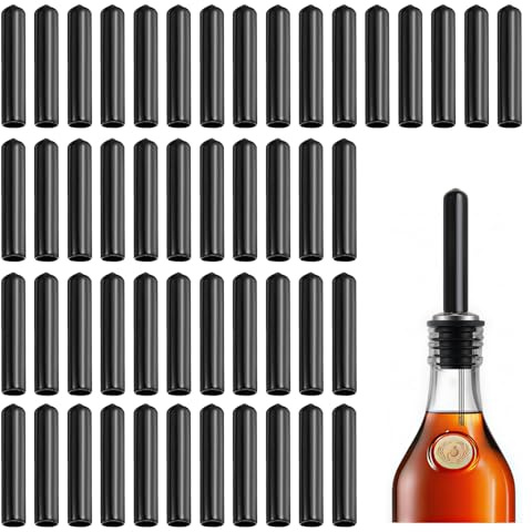 100PCS Speed Pourers Caps, Dust Covers for Bottle Pourers for Spirits | Black Liquor Pourer Cap, 2.36x0.47in Oil Pourer Spout Cap for Olive Oil Liquor Vinegar Bottles (ID 0.39in)