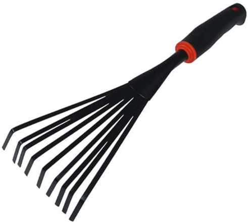 Uonlytech Kleiner Gartenrechen und Laubrechen aus Gummi und Eisen mit Griff Leichter Handrechen für Garten Camping und Outdoor Langlebiges Handwerkzeug für Beete und Rasenpflege