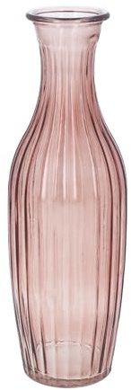 Gisela Graham Pink Ribbed Glass Bud Vase, 23cm Height