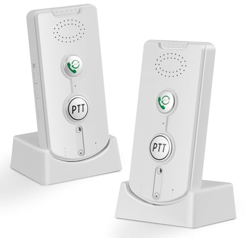 2-Way Intercom 1000 m, Smart Voice Intercom with 38 Ringtones, Wireless Emergency Call Intercom with Charging Station, for Seniors, Children, Pregnant Women & Care