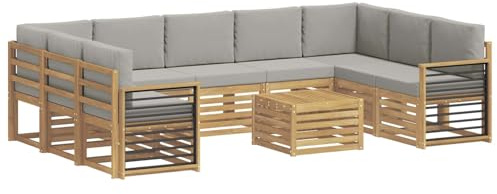 vidaXL Sofagarnituren 10 pcs Weiß und Hellgrau 59 x 59 x 37 cm, Gartenmöbel, modernes Outdoor-Sofa, gemütliche Sitzgruppe für Terrasse und Lounge, langlebig und bequem