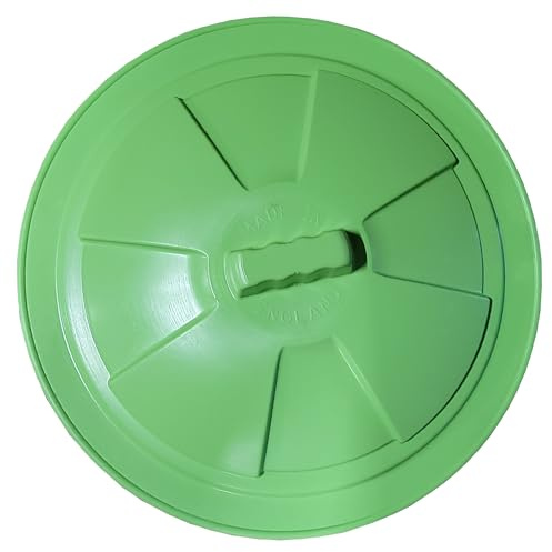 80L Round Dustbin Replacement Lid Green – Heavy Duty Plastic Bin Lid Made in England – Durable Outdoor Refuse Bin Cover