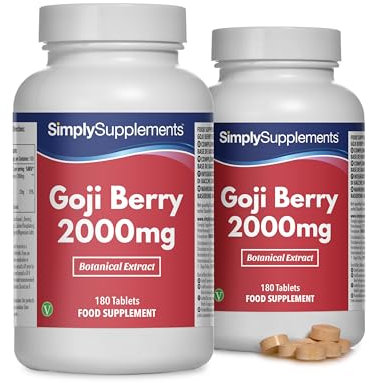 Goji Beere 2000mg - 360 Tabletten - Geeignet für Veganer - Versorgung für 1 Jahr - Simply Supplements