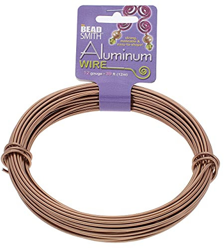 The Beadsmith 12-Gauge Aluminum Wire for Jewelry Making, 29 Foot Spool (Light Copper)