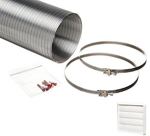 Universal 150mm Cooker Hood Ducting Kit Semi Rigid Aluminium 152mm Internal Diameter Hose Length 1.5 Metre with White 4 Flaps Gravity Grille