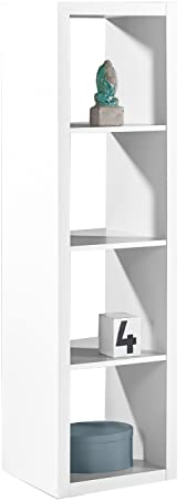 Regal Raumteiler Raumtrenner Standregal | Weiß Dekor | 4 Fächer | B/H/L: 41x147x38 cm