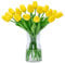 JUSTOYOU Mazzo da 20 tulipani artificiali in lattice dall’effetto realistico, fiori finti da bouquet per matrimonio, casa, giardino, decorazioni, giallo
