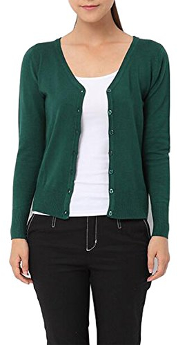 Mooncolour Womens 24 Colors Knit Outwear Cardigan Swearter, Dark Green, UK16