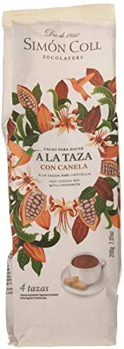Chocolates Simón Coll – Chocolate a la taza 180gr - Chocolate en polvo Sin Gluten 180gr (28% Cacao con Canela)
