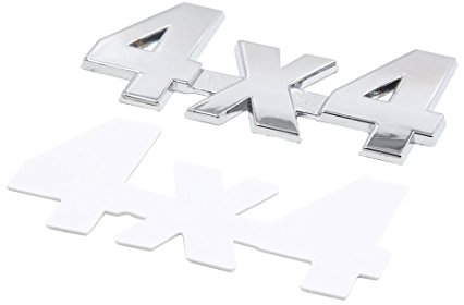 sourcing map 4X4 Insignia Pegatina para el Vehículo Coche Adhesiva Emblema Distintivo Metal Cromado