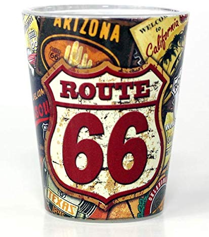 Route 66 Distressed Poster Design Shot Glass RTP