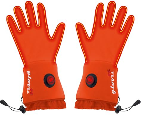 Glovii GLR Akku Beheizte Thermoaktive Universal Handschuhe, Größen XXS-XL, Orange, Akkus Enthalten (L-XL)