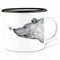 Ligarti Emaille Tasse (leicht & robust) | Camping Becher handveredelt in Deutschland | Trinkbecher für Kinder, Kaffeetasse, Emaillebecher | (Die Begegnung, Emaille 300ml)