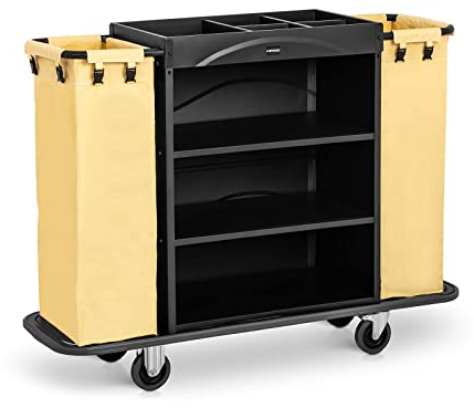 Uniprodo UNICLEAN 142B Servicewagen Hotel Belastbarkeit 150 kg 2 Wäschebeutel Räder TPR Hotelwagen Zimmerservicewagen